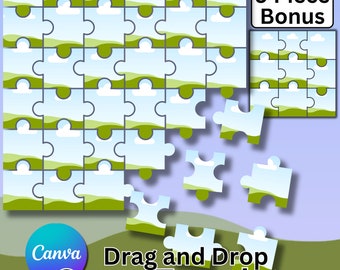 Canva Frames Puzzle Piece Drag and Drop Crea le tue foto Forme di design modificabili