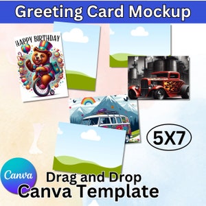 Mockup di biglietti di auguri Canva Frames Trascina e rilascia Crea il tuo modello di design di cornice Canva modificabile Uso commerciale Download digitale