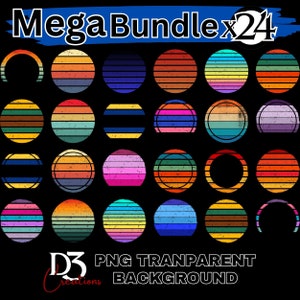 Retro Sunset Background Designs for Shirts Mugs Tumblers Tees Transparent Background Created For You Digital Download Clipart