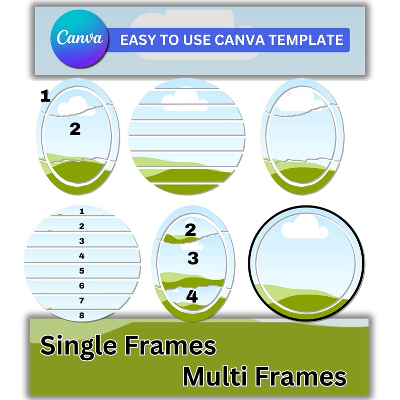 Circle Canva Frames Mega Bundle | Editable Drag and Drop Design Element ...