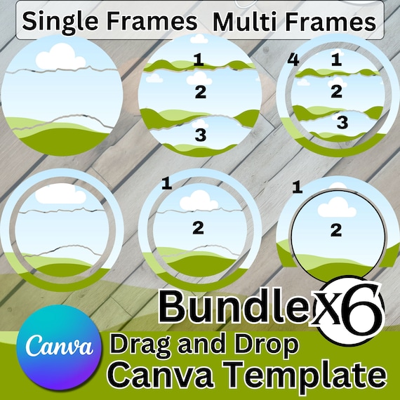 Canva Photo Frame Templates Circle Canva Frames Bundle Editable Drag and Drop Commercial Use
