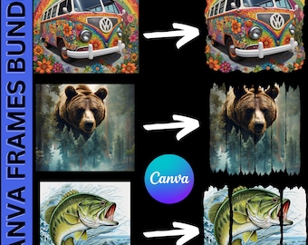 Grunge Canva Frame Templates | Editable Frames Bundle