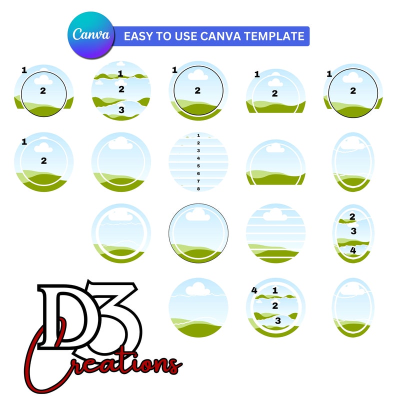 Circle Canva Frames Mega Bundle | Editable Drag and Drop Design Element ...