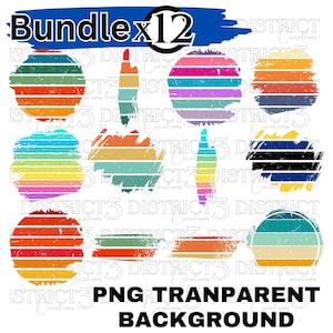Retro Sunset Background Designs for Shirts Mugs Tumblers Tees Transparent Background Created For You Digital Download Clipart