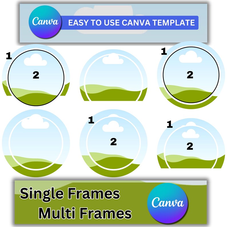 Circle Canva Frames Mega Bundle | Editable Drag and Drop Design Element ...