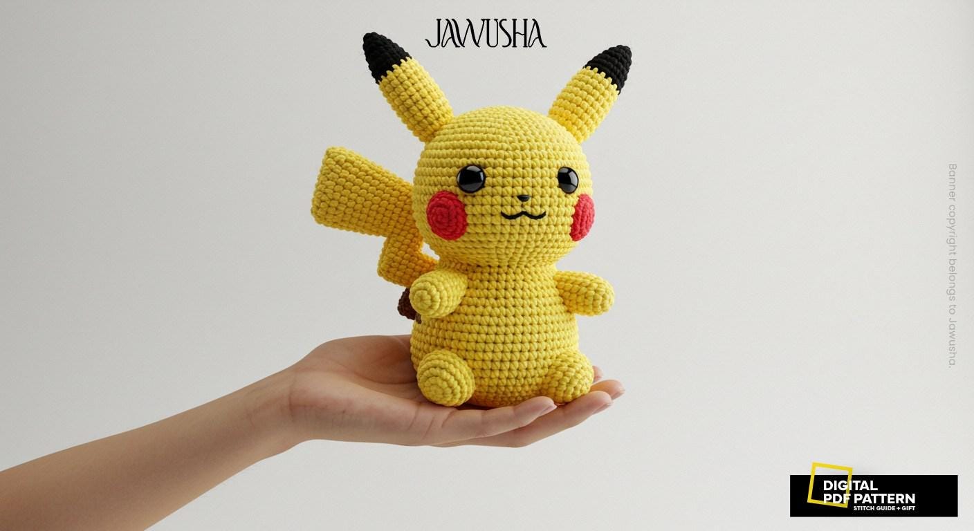 ピカチュウ編みぐるみの編み図（PDF）、かわいい編みぐるみ人形