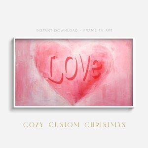 Valentine Day Frame TV Art, Love Heart Frame TV Art, Pink Heart Valentines Day, Abstract Love Heart Painting, Valentines Day Love Art, Love