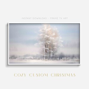 Frame TV Art Snowy Landscape, Frame TV Art Winter, Winter Samsung Frame TV Art, Neutral Vintage Winter Frame Tv, Neutral Landscape Art Tv