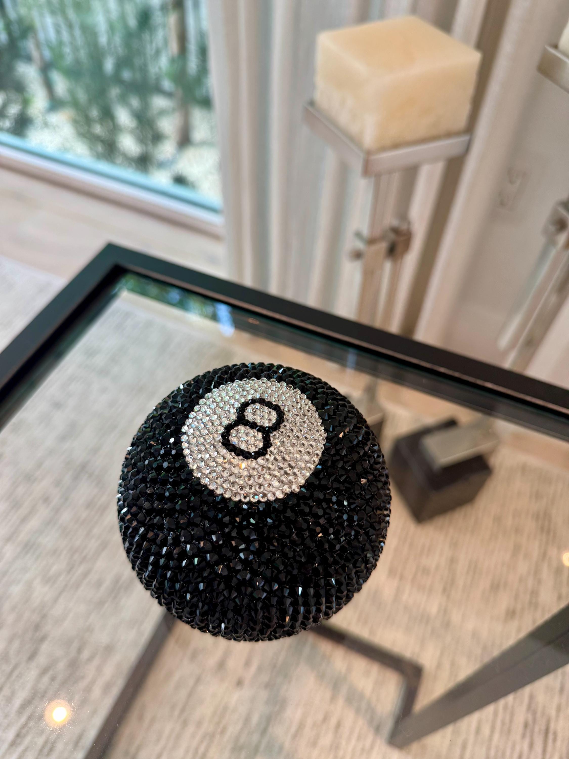 Crystal Fortune Teller - Swarovski Crystal Jeweled Vintage Magic 8 Ball Art