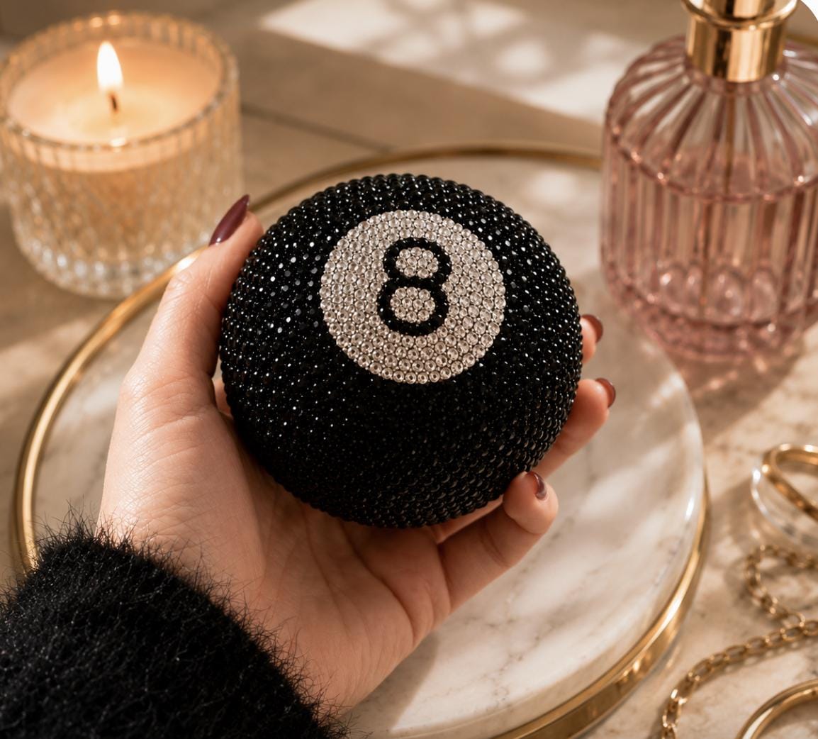 Crystal Fortune Teller - Swarovski Crystal Jeweled Vintage 8 Ball