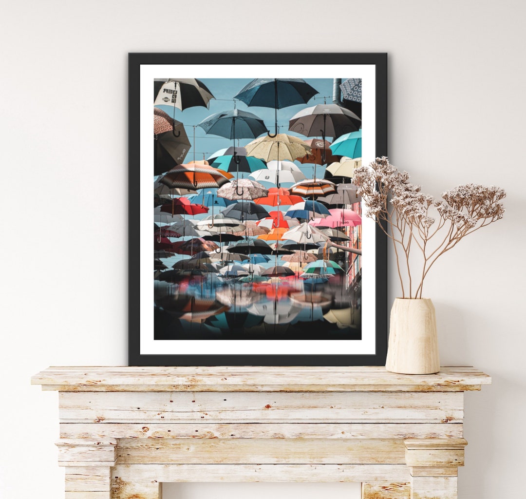 HANGING UMBRELLAS ZÜRICH, Switzerland, Colorful, Alley, Photo Wall Art