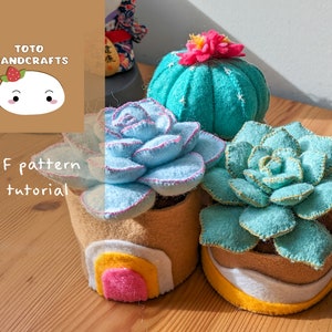 Felt Succulent Set in Modern Pots PDF pattern & step by step tutorial