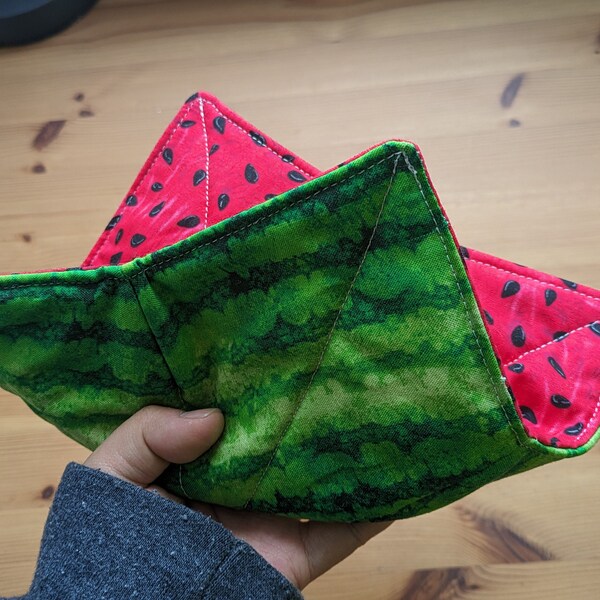 Reversible microwave cozy fits 6inch bowl | 100% cotton | Handmade | watermelon
