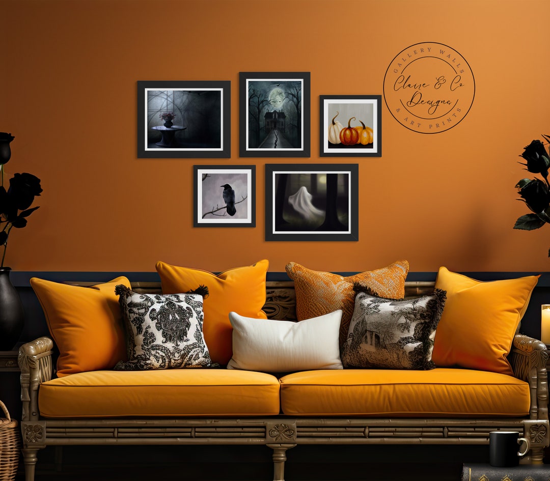 5 Piece Spooky-themed Halloween Gallery Wall Physical Art - Etsy