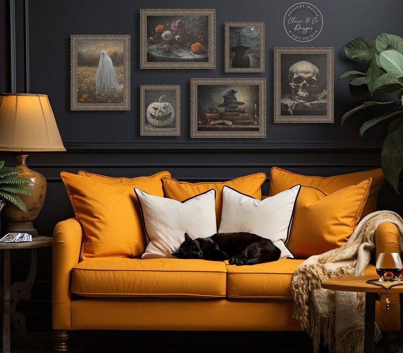 6 Piece Vintage-themed Halloween Gallery Wall Digital Download Seasonal ...