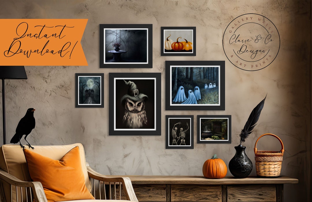 Halloween Art for Wall Art for Halloween Gallery Wall Art Set for ...