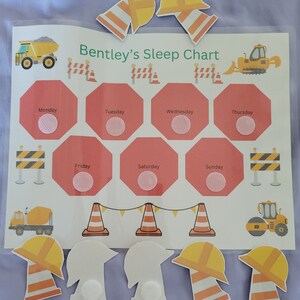 Customizable Children&#39;s Construction Sleep Chart
