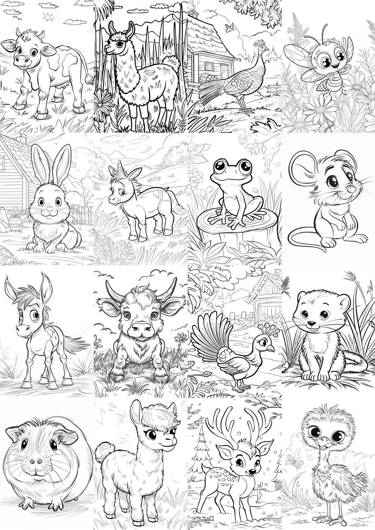 50 Animals Coloring Pages For Kids Pdf Format Instant Download Etsy