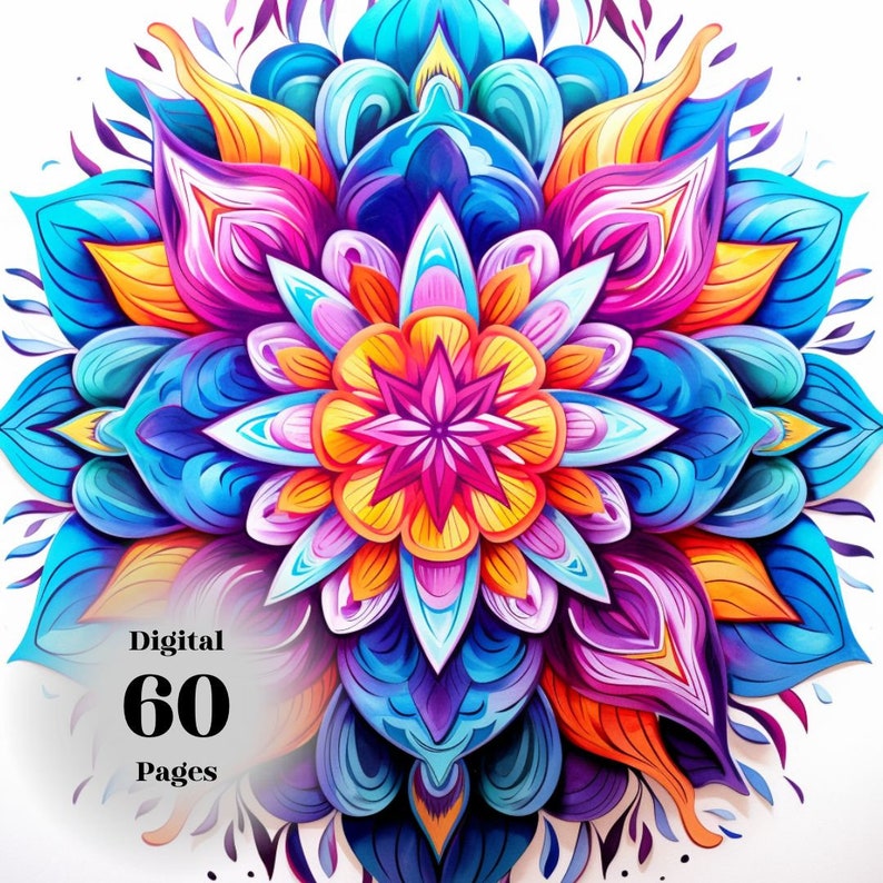 60 Mandalas Coloring Pages for Kids. PDF Format. Instant Download. Etsy