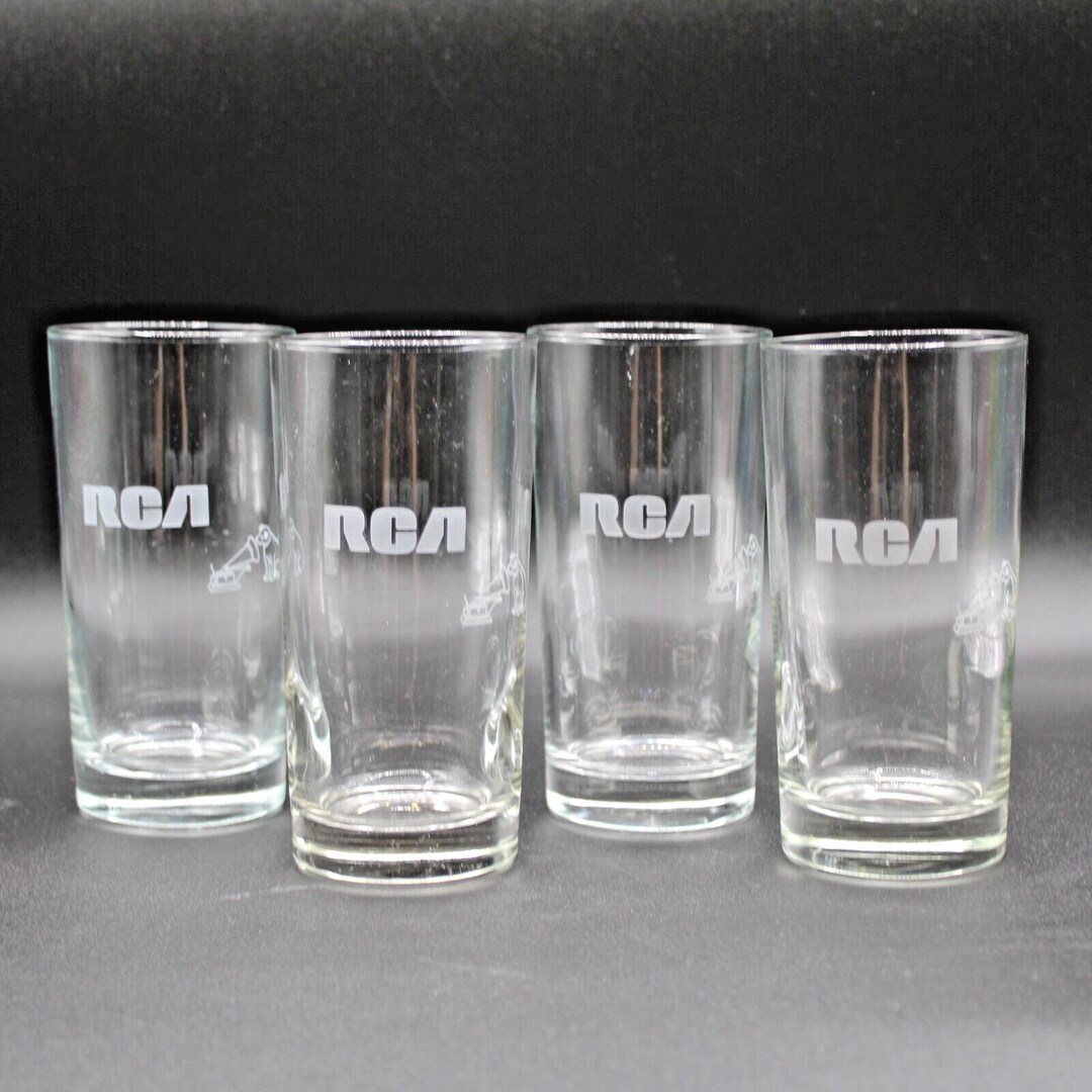 Vintage RCA Etched Drinking Glasses Set of 4 Etsy