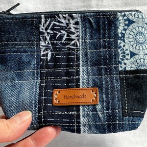 Monedero reciclado Monedero de patchwork Monedero de jeans reciclados Bolso pequeño para guardar cosas Bolso de patchwork reciclado