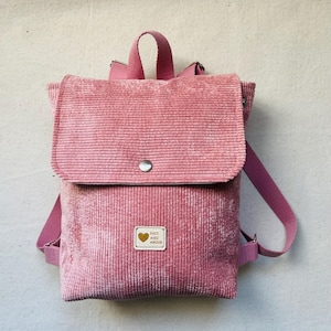 children's backpack, corduroy backpack, small backpack, children's nursery bag, baby backpack, backpack, pink velvet