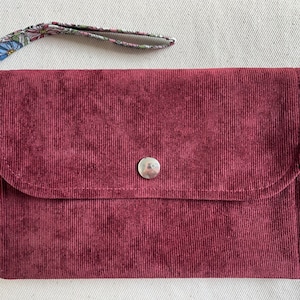 Astuccio piatto, astuccio con patta, astuccio a 3 scomparti, astuccio in velluto Millerais, pochette piatta con 3 scomparti, pochette da sera