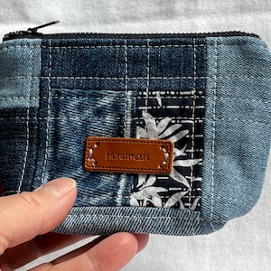 Monedero reciclado Monedero de patchwork Monedero de jeans reciclados Caja de almacenamiento pequeña Bolsa de patchwork reciclado