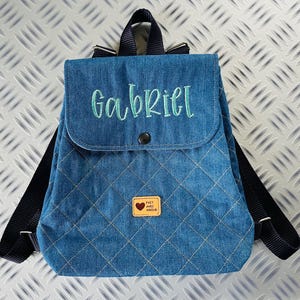 personalized backpack, small backpack, nursery bag, embroidered backpack, denim backpack, children's backpack, fleece backpack