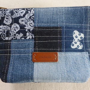 Astuccio riciclato Astuccio patchwork Astuccio jeans riciclato Borsa portaoggetti Astuccio patchwork riciclato