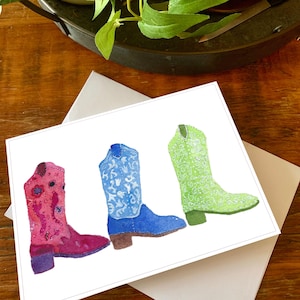 Cartes de correspondance Western Cowboy Boots - lot de 6, sur le thème de la campagne, cartes de correspondance vierges, anniversaire, remerciement, cartes de cow-girl, cadeau pour amateur de chevaux