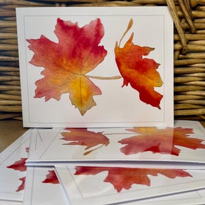 Cartes de correspondance vierges - lot de 6, feuille d'érable, notes de nature, couleurs d'automne, cartes de correspondance vierges, cartes de voeux, anniversaire, merci