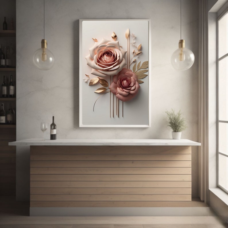 Rose Flower Wall Art, White Rose Wall Art, Floral Wall Art, Printable Wall Art, Digital Download