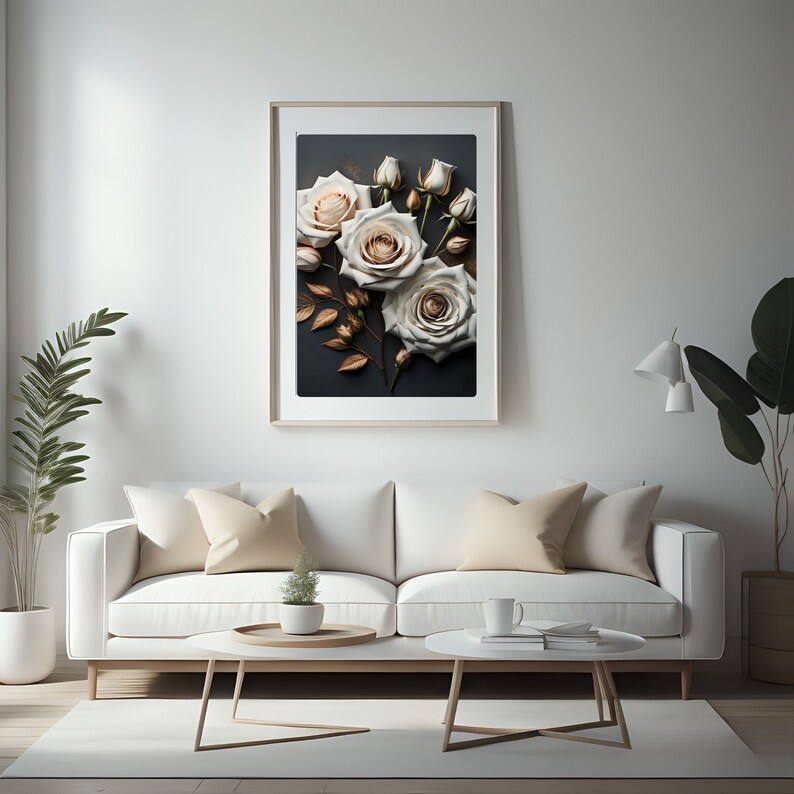 thumbnail image 2 of AEFER Bathroom Pink Rose Flower Wall Art Decor, White Blooming Floral Canvas Pictures Bathroom Abstract Flower Art Print Bedroom Modern Painting Artwo 2 of 10