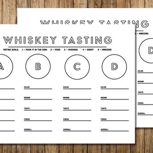 Feuille de dégustation de whisky imprimable - Tapis de dégustation de whisky - Feuille de notation de dégustation de whisky à imprimer