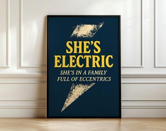 She's Electric Oasis Inspired Digital Art Print, Oasis Wall Art, She's Electric, Music Print, Rock Music Art, Vintage Music Prints, Oasis