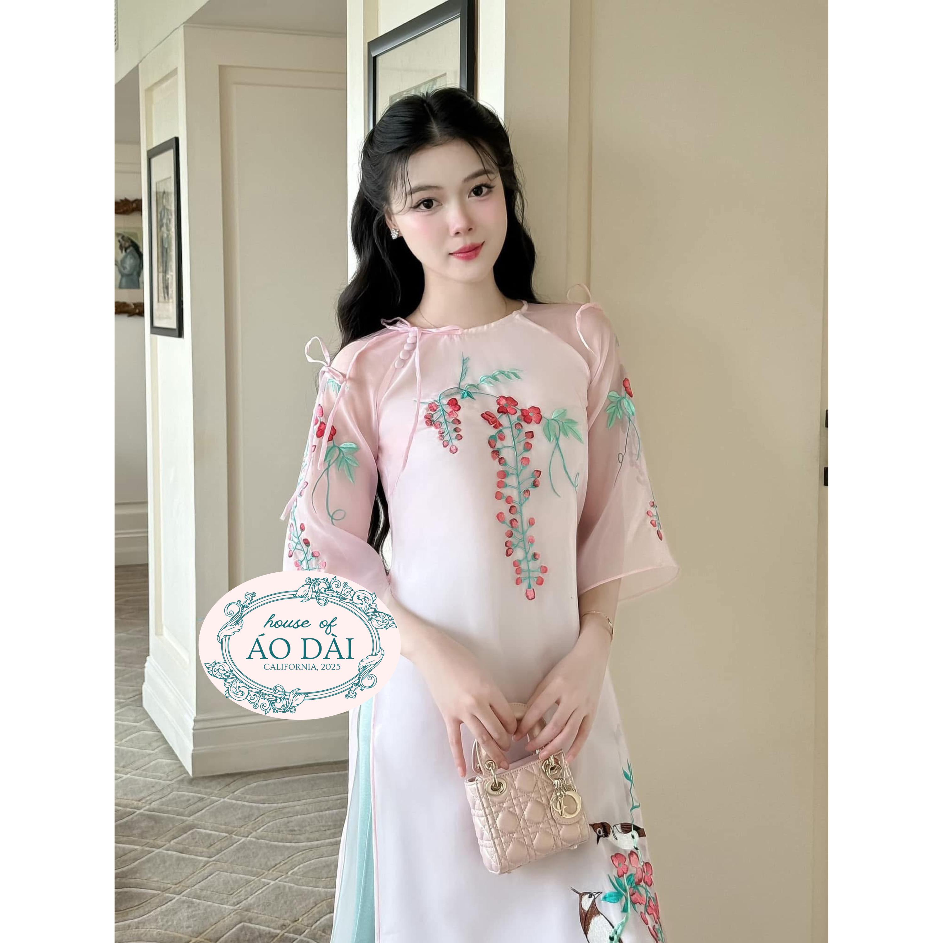 [No 258] ベトナムアオザイ(Áo dài Việt Nam) Blue Hand Painted Vietnamese Ao Dai for Men, Ao Dai Nam, Ao