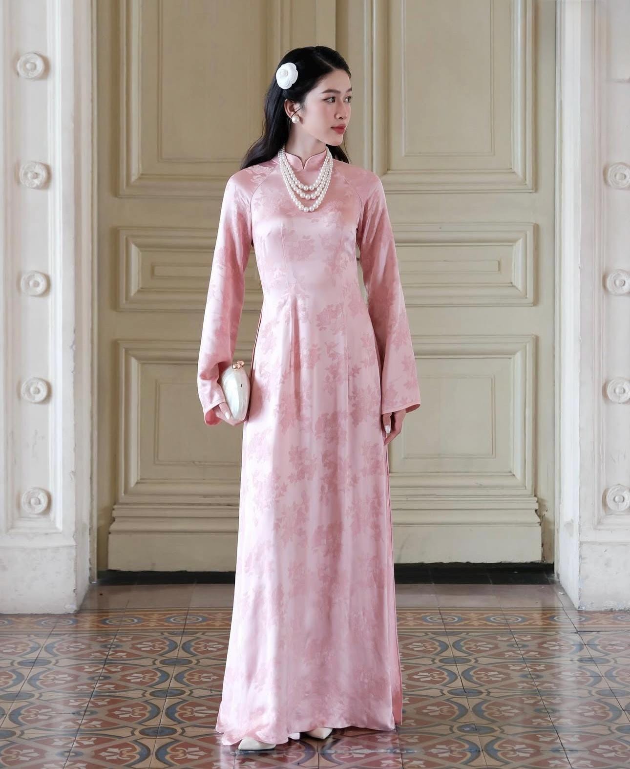 pink jacquard bridesmaid dress Jacquard Mega Swatch main image 0