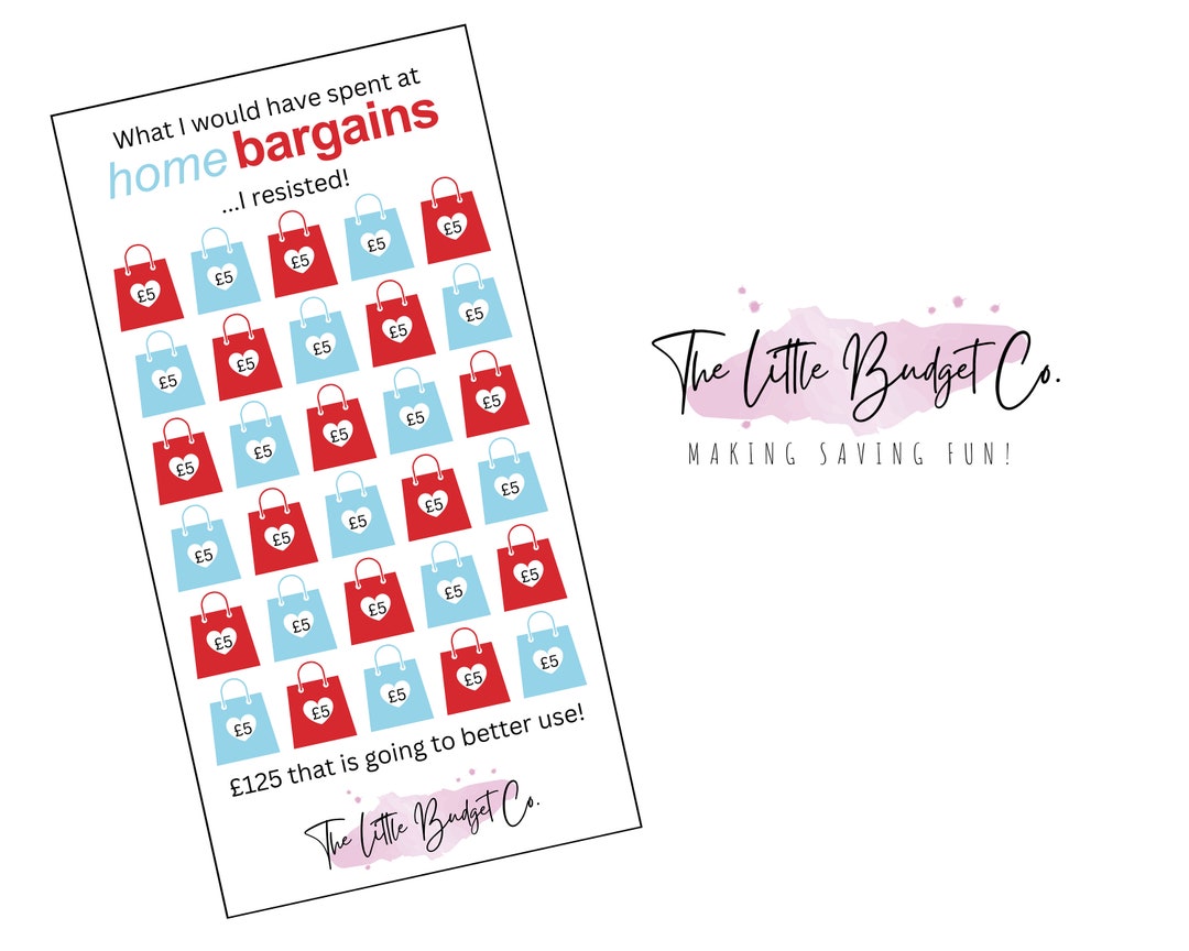 Home Bargains Fiver Savings Challenge A6 Laminated Card & Matching