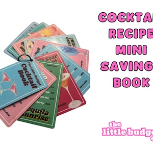Mini sfida con ricettario per cocktail / Carta laminata e busta abbinata / Riempimento di contanti / Budgeting / Busta di contanti / Tracker di risparmio