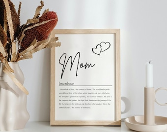 Mother's day gift, Mom Definitiion, Mom Noun Digital Print