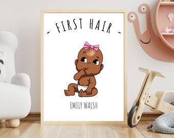 Personalized Baby Gift, First Hair Baby Room Decor, Kids Room Decor, First Moment Gift for Mom