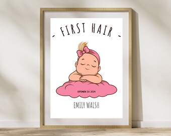 Personalized Baby Gift, First Hair Baby Room Decor, Kids Room Decor, First Moment Gift for Mom