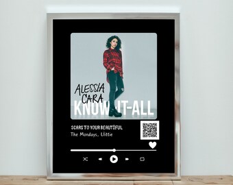 Personalized Song Poster Wall Art, Personalized Spotify Print, Digital Music Streaming Poster