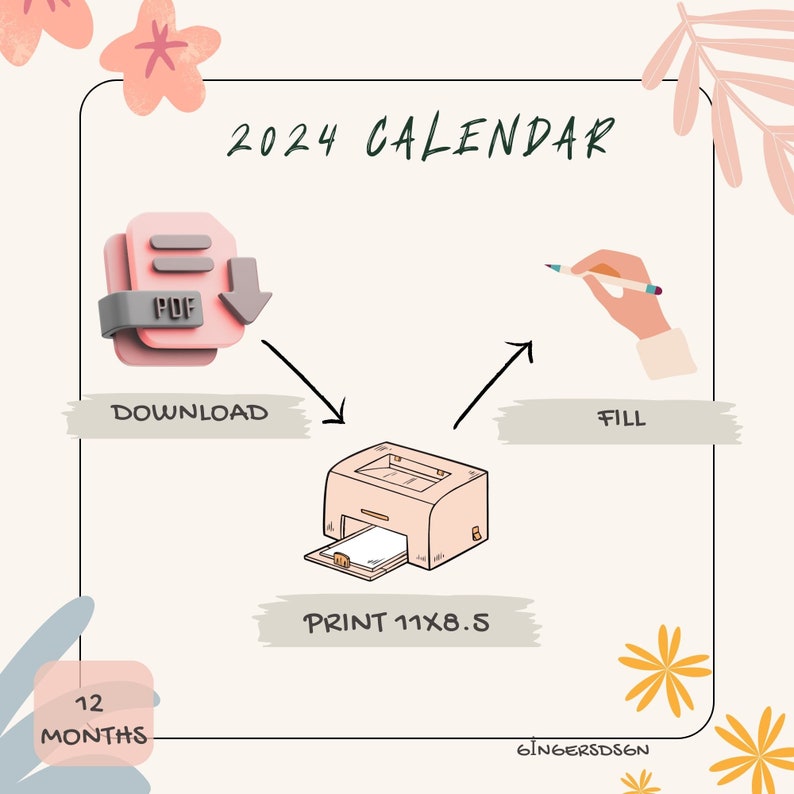 12 Month Printable Calendar Pages - Il 794xN.5538751587 Eulo 