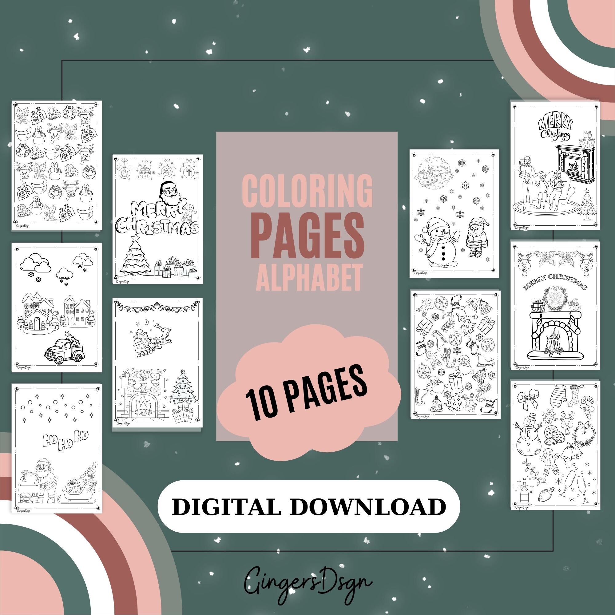 Christmas Coloring Pages - Etsy