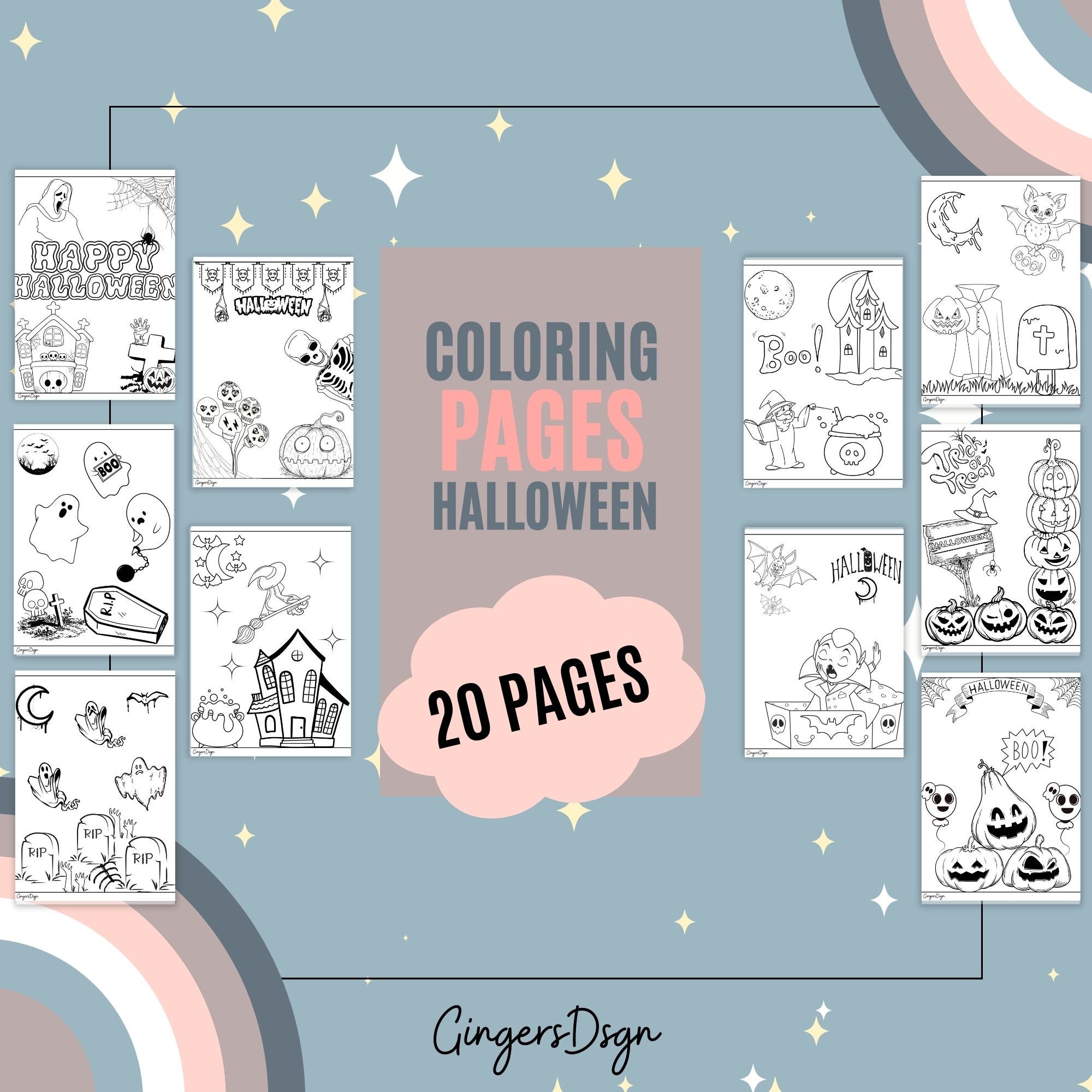 HALLOWEEN COLOR??NG PAGES - Etsy