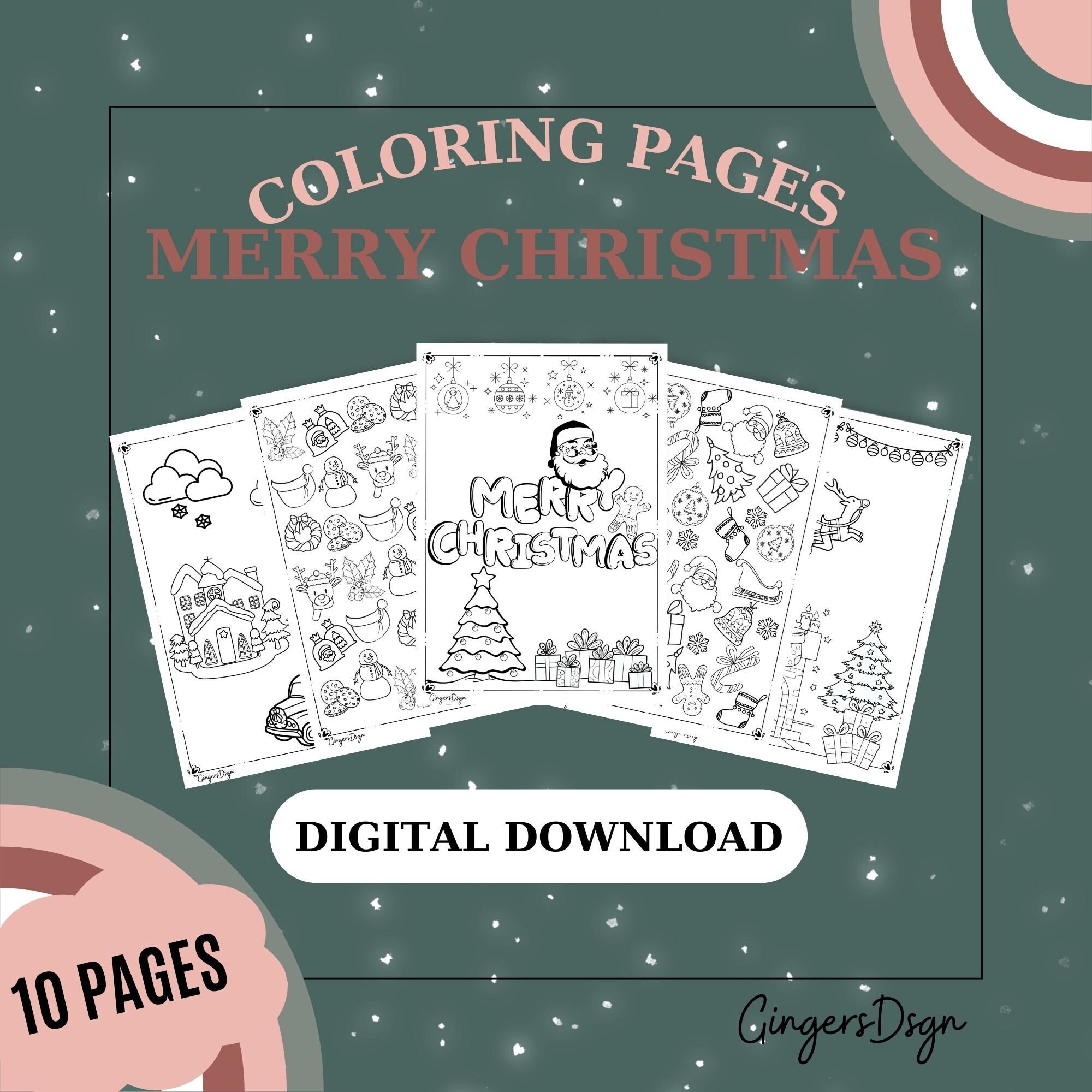 Christmas Coloring Pages - Etsy