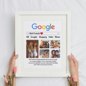 May include: A Google search results page with the search term "Best Friends" and a heart icon. The results show images of friends together, with a caption that reads "Best friends are special individuals who know how to laugh, cry, and grow together. Every moment spent together turns into unforgettable memories, making these friendships some of life's most precious treasures."