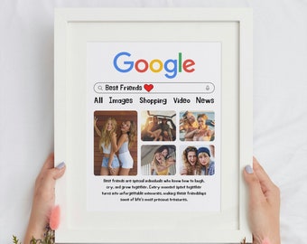 Google Themed Personalizable Custom Memory Photo Collage, Bestfriends Gift